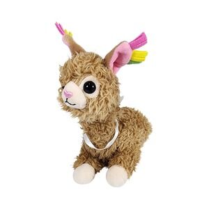 Frankford Candy Brown Shaggy Llama Plush Stuffed Animal Pink Heart Nose 9 inch
